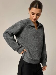 Hanevo Suéter de punto de estilo vintage casual para mujer, adecuado para otoño/invierno - Gris - Ver 4