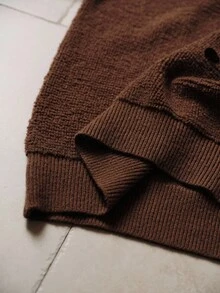 Uhlyne 女士休闲优雅宽松针织高领毛衣，适合万圣节之夜、约会之夜等场合，针织上衣 - 棕色 - 查看 9