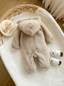 SHEIN 新生女婴可爱卡通图案长袖连体衣 - 彩色 - 查看 2