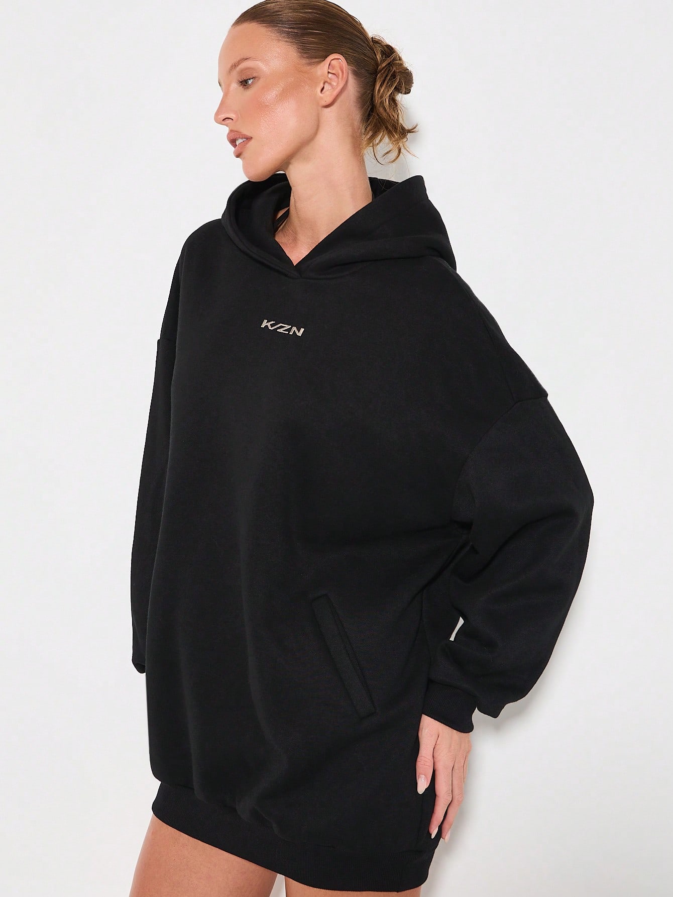 KIZN Cotton Oversized Hoodie Mini Dress Long Sleeve Winter Fall Casual  Street Style Baggy Sweatshirt Dress With Front Pockets Drop Shoulder  Loungewear｜MISSGUIDED