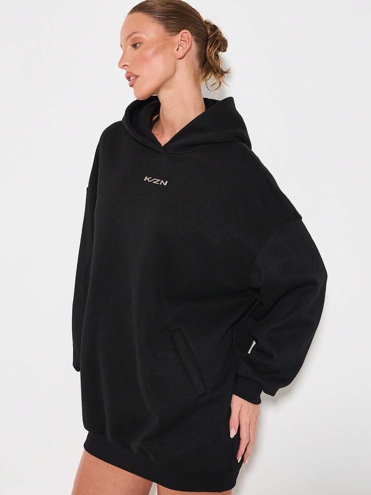 KIZN Oversized Hoodie Mini Dress With Front Pockets