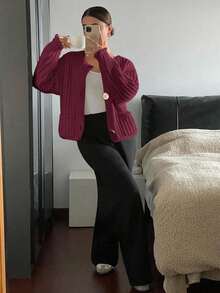 Siren Gaze Cárdigan informal de mujer de un solo color con bolsillos, para otoño/invierno