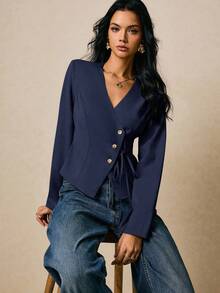 Poéselle Women Blouses - Navy Blue - View 5