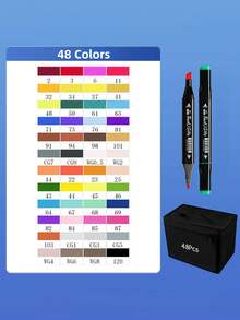 SHEIN 24/36/48/60/80/120Pcs/Set Alcohol Based Brush Markers,Dual Tip Art Markers For Artist,Sketching,Coloring,Highlighting,Illustration,Anime Design,Coloring Brush Pen Set,Markers,Anime,Alcohol Markers,Taba Squishy,Feutre,Markers Alcohol Based,Alcohol Markers,Markers,Alcohol Markers Brush,Alcohol Markers,Alcohol Markers Brush,Markers - Multicolor - View 5