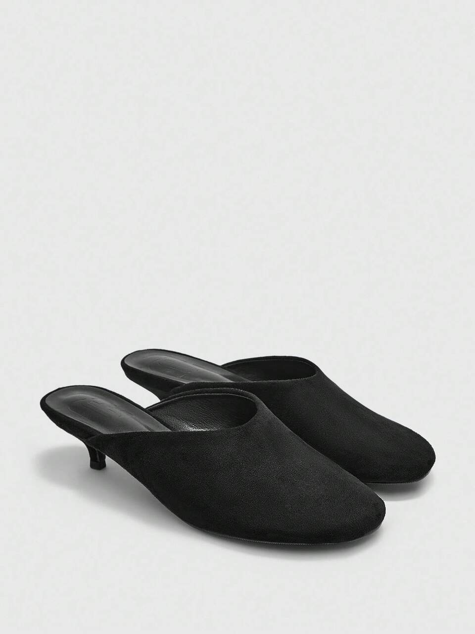 CUCCOO BIZCHIC Women's Fashion Basic Black Kitten Heel Mule Slip-On Shoes