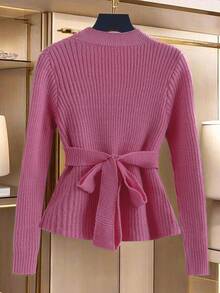 GlowEve New European And American Fashion Mixed Color Elegant Versatile Knitted Sweater Top