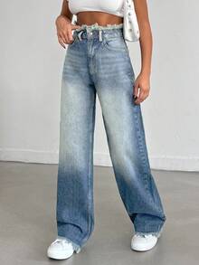 EURMUSE HIGH WAIST STRAIGHT VINTAGE BLUE JEAN - Blue - View 5