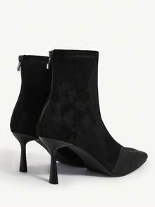 CUCCOO CHICEST 女士厚底踝靴，绳底，黑色方头，侧拉链，轻便 - 黑色 - 查看 10