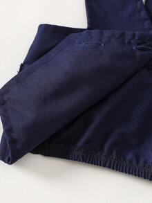 SHEIN Young Girls Comfortable Blue Sleeveless Vest Jacket Paired With White Long Sleeve Casual Undershirt, Pleated Skirt Outfit, Autumn/Winter Fall - Blue - View 8