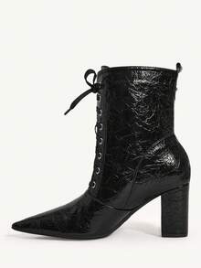 CUCCOO CHICEST Women's Fashionable Pointed Toe Solid Color Sexy Ankle Boots - Black - View 10