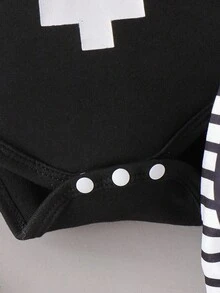 SHEIN 2 sztuki/zestaw body z długim rękawem i luźnymi spodniami dla chłopców - Czarne - Zobacz 3