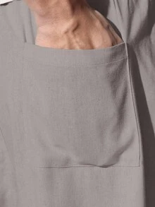 SUMWON 高腰亚麻溜冰裤家居服抽绳休闲阔腿裤夏季春季轻便舒适度假服 - 灰色 - 查看 8