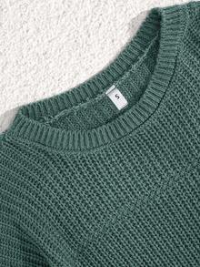 SHEIN Tall Tall Size Casual Rib Knit Crew Neck Women Sweater - Mint Green - View 4