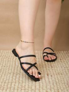 Women Flat Sandals - Black - View 2