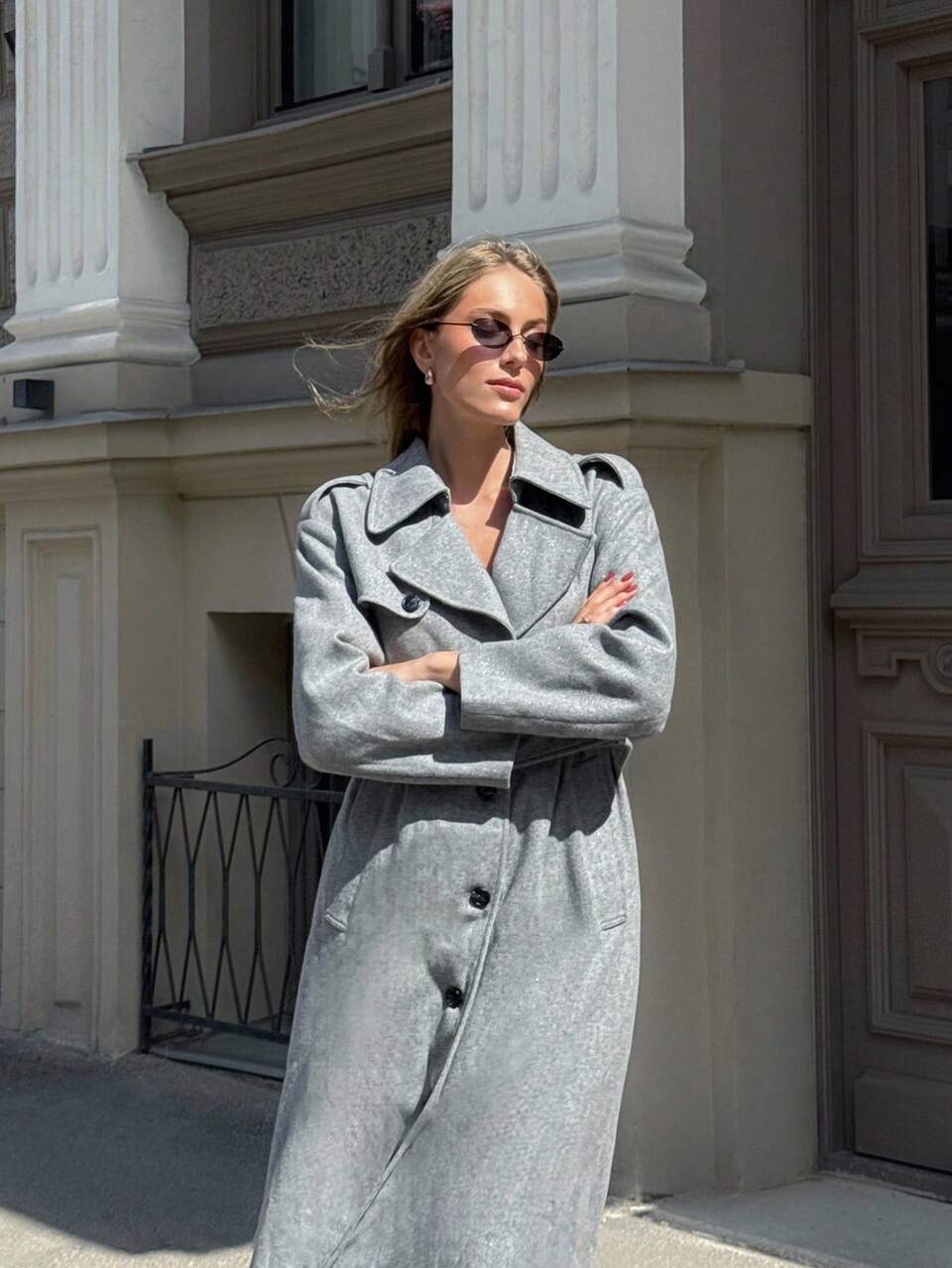 WOOL LAPEL COLLAR BELTED OVERCOAT
