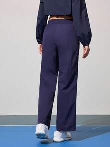 Gameset SHEIN Sport 女式撞色短款插肩袖半拉链休闲宽松运动裤 - 藏蓝色 - 查看 2
