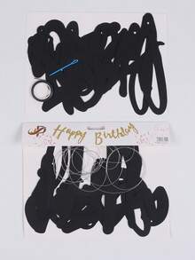 1pc Birthday Party Decorative Pull Flag, Black Paper Hanging Banner, For Party Decor Back To School Valentine Day Valentine DAY, Valentines Wedding, Birthday - Black - View 4