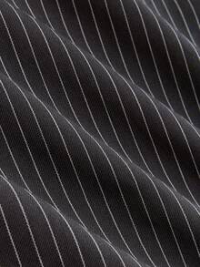 Velvienne Quần ống đứng họa tiết sọc cỡ lớn dành cho nữ - Xám - Xem 4