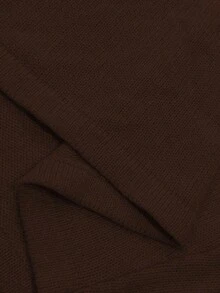 SHEIN Elenzya Váy len dệt kim cổ tròn tay đèn lồng cổ điển cỡ lớn - Cà phê nâu - Xem 7