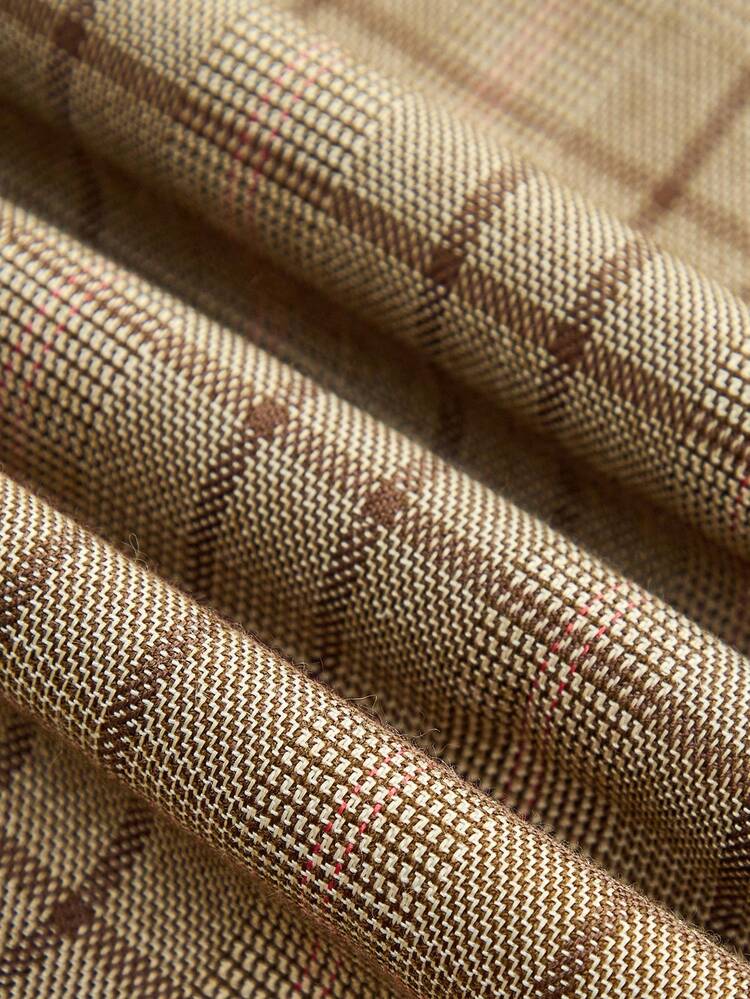 Robe mini à col montant ajustée avec imprimé à carreaux, sans manches. Vêtements pour femmes en automne et hiver