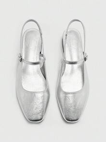 CUCCOO BIZCHIC Damen Mode flache goldene Spiegelmetall Mary Jane Slipper mit einfachem Riemen, geeignet für den Arbeitsweg, Dates, Partys, Feiertage und Urlaub