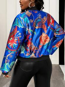 BamGleam 女款图案拼接宽松短款棉服外套 - 彩色 - 查看 2