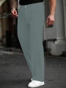 Manfinity Homme Herren Lässig Hosen Einfarbig, Große Größen, Herbst - Babyblau - Übersicht 5