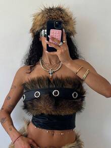 StreetHx Haut tube en fourrure à la mode pour femmes