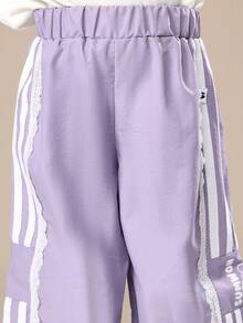 SUMWON Girls Winter Wear Sweatshirt Set With Heart Print And Lace Trim Track Pants Cozy Holiday Two-Piece Outfit - Multicolor - View 6