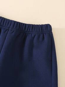 SHEIN Boys' Casual College Style Patchwork Fleece Hoodie Set, Suitable For Daily Wear, Back To School, Campus, Autumn/Winter Fall