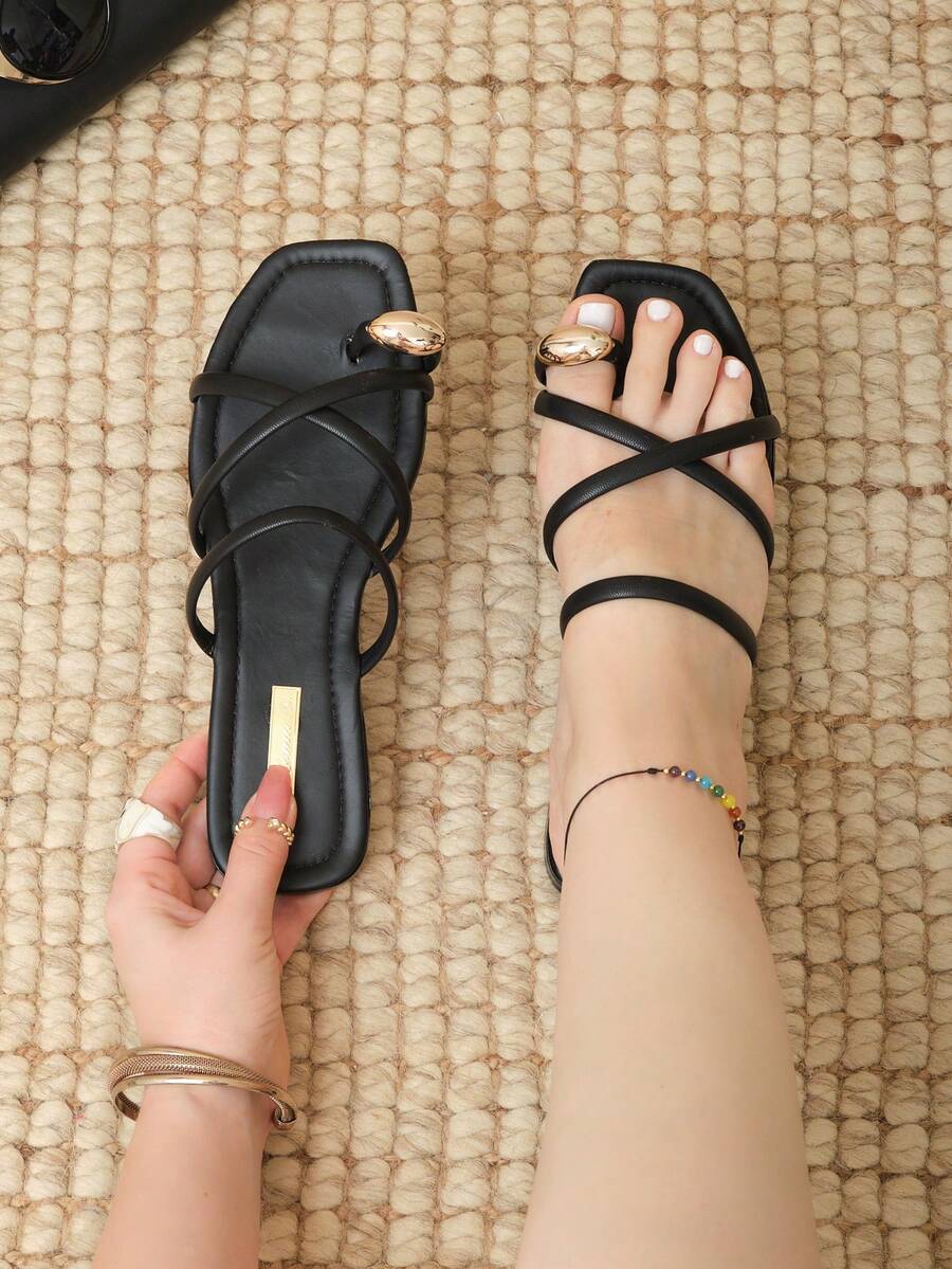 Women Flat Sandals - Black - View 1