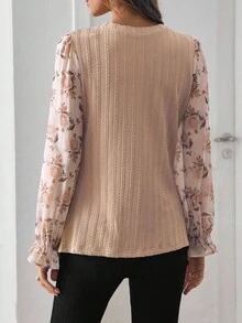 LanaWest Maglione basic con motivo floreale e blocchi di colore, adatto per l'autunno/inverno e l'uso quotidiano - Multicolore - Visualizzare 2