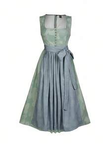 Fairmaia Elegant Vintage Color Block German Traditional Women Dress