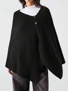 LYSMO Suéter de punto de unicolor casual de moda para mujer - Negro - Ver 1
