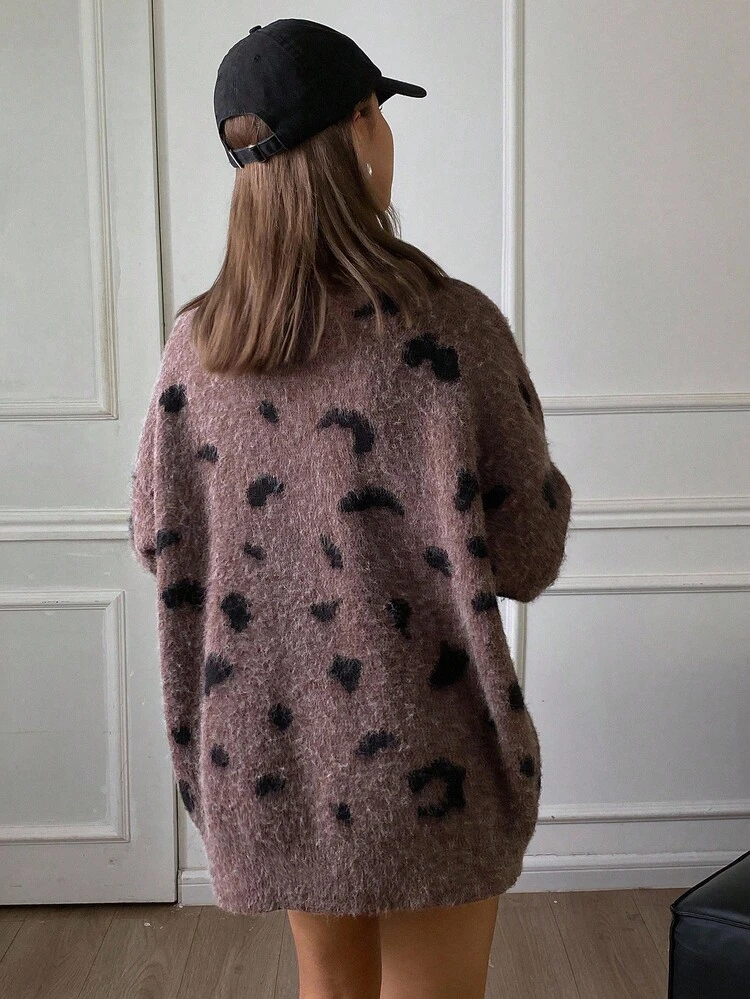 Women's Casual Loose Leopard Print Cardigan, Autumn