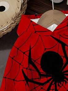 青少年男童休闲简约秋季新款Y2K嘻哈风格蜘蛛万圣节英文字母运动宽松舒适长袖卫衣，适合秋冬季节穿着。 - 彩色 - 查看 4