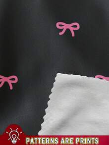 SHEIN EZwear 休闲简约粉色蝴蝶结印花图案深灰色卫衣，适合秋冬季穿着 - 彩色 - 查看 3