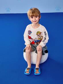 SHEIN | PAW Patrol 可爱卡通蓝色追逐男孩儿童一脚蹬拖鞋幼儿和儿童防滑速干淋浴拖鞋，轻便耐用的 EVA 材质，男女通用，适合居家、浴室、游乐场、游泳池、海滩室内外 - 藍色 - 查看 6