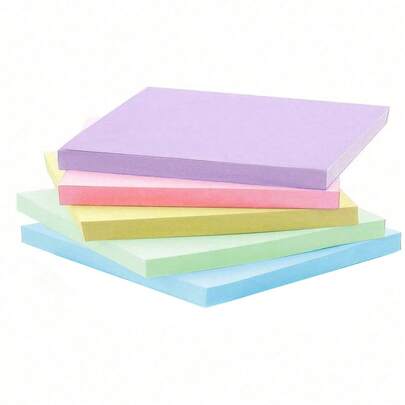 SHEIN 5 种颜色柔和色便签 7.5 X 7.5 厘米（3x3 英寸），莫兰迪色自粘垫，易于粘贴，适用于家庭、办公室、笔记本，每垫 50 张，学校用品，返校