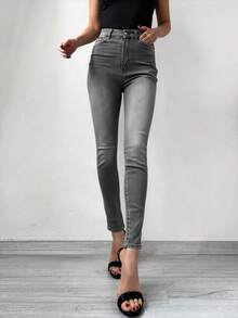 EURMUSE Schlanke Denim Hose - Dunkelgrau - Übersicht 3