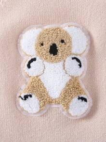 SHEIN Baby Boy 1pc Fall Winter Koala Flocking Sweater Romper - Apricot - View 3