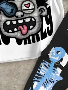 SHEIN Bolty 2pcs/Set Tween Boy Casual Minimalist Autumn New Y2K Hip Hop Style Letter Print Sports Top And Flare Pants Set, Suitable For Summer - Multicolor - View 5