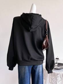 休闲宽松常规款运动衫连帽夹克适合青少年女孩返校运动衫