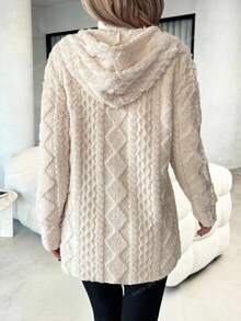 SHEIN Clasi 大码女式蓬松长袖前拉链休闲连帽夹克 老钱风格 女士商务休闲女式曲线夜出返校节 万圣节 冬季夹克 女士秋装 大码羊毛夹克 保暖夹克 毛绒开衫 泰迪开衫 连帽开衫 长款开衫 女士冬季开衫，秋季大码冬装 大码连帽开衫 女士冬季开衫 大码羊毛开衫