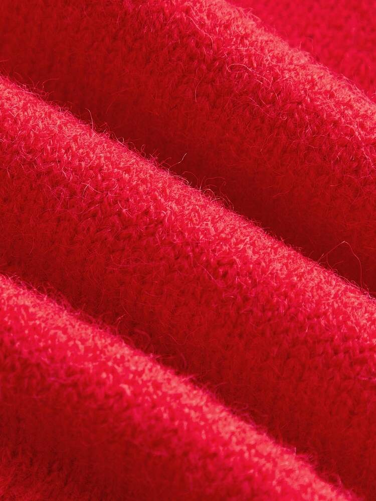 2 pièces Top tricoté superposé rouge chic avec boléro à manches longues boutonnées, vêtements pour femmes en automne et hiver