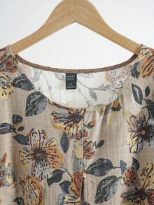 Rusticease Plus Size Vacation Casual Floral Print Patchwork 2 In 1 Shirt,Spring/Summer,Flower - Multicolor - View 4