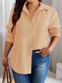 Calvaya Random Print Plus Size Casual Shirt, Minimalist & Fashionable For Daily Wear - Yellow - View 5