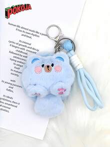 1 pezzo Specchio da trucco in flanella, ciondolo carino a forma di gatto di peluche, decorazione morbida e carina a forma di bambola per zaino da ragazza, regalo per studenti