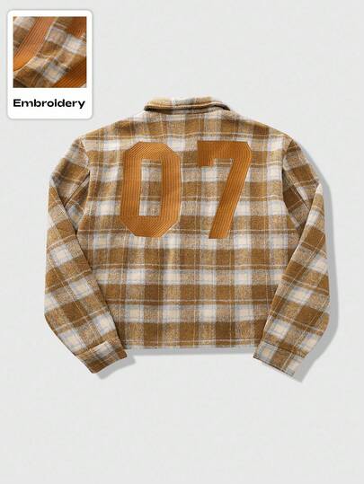 Street Life Men's Woolen Street American English Graphic Prep Plaid Printed Jacket, Autumn/Winter