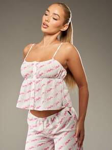 Missguided x Playboy 圣诞标志印花吊带背心搭配阔腿裤 - 彩色 - 查看 3